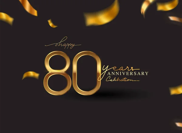 Years Anniversary Logo Mit Konfetti Goldfarben Isoliert Auf Schwarzem Hintergrund — Stockfoto