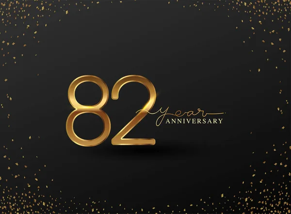 Years Anniversary Logo Confetti Golden Colored Isolated Black Background Vector — Stock Photo, Image