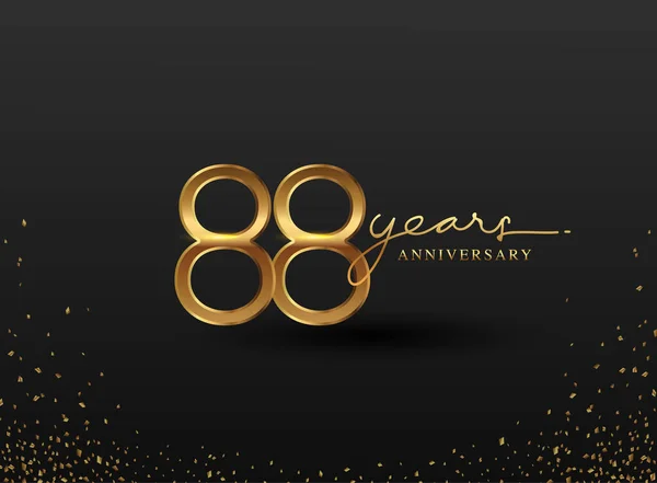 Jaar Jubileum Logo Met Confetti Golden Colored Geïsoleerd Zwarte Achtergrond — Stockfoto