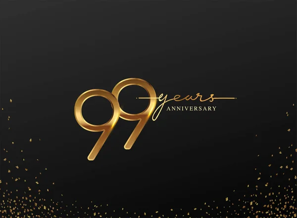 Years Anniversary Logo Mit Konfetti Goldfarben Isoliert Auf Schwarzem Hintergrund — Stockfoto