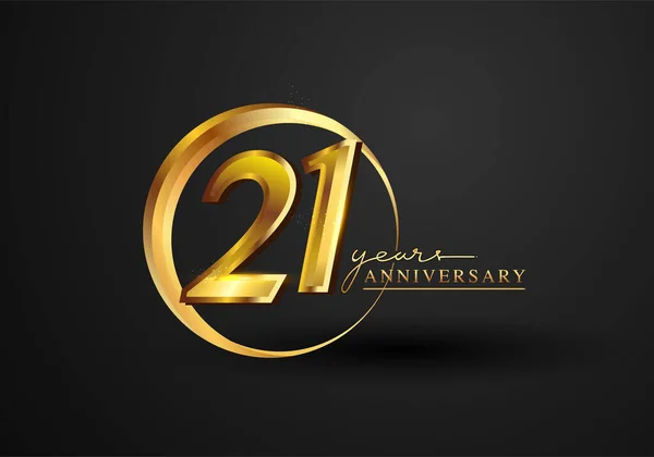 21周年お祝い ブラックを基調としたリングとエレガンスゴールドカラーのアニバーサリーロゴ お祝いのためのベクトルデザイン 招待カード グリーティングカード — ストック写真