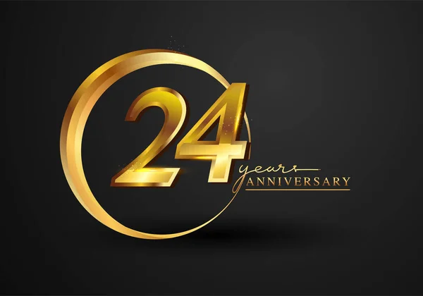 Célébration 24E Anniversaire Logo Anniversaire Avec Anneau Élégance Couleur Dorée — Photo