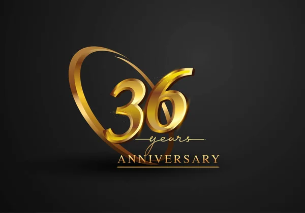 Celebrazione Trentasei Anni Logo Anniversario Con Anello Eleganza Colore Dorato — Foto Stock