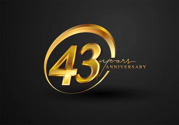 43周年記念 ブラックを基調としたリングとエレガンスゴールドカラーのアニバーサリーロゴ お祝いのためのベクトルデザイン 招待カード グリーティングカード — ストック写真