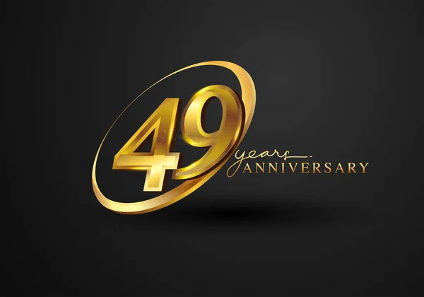 Výročí Oslavy Logo Výročí Prstenem Elegancí Zlatá Barva Izolované Černém — Stock fotografie