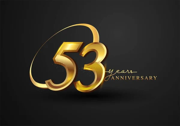 53周年記念 ブラックを基調としたリングとエレガンスゴールドカラーのアニバーサリーロゴ お祝いのためのベクトルデザイン 招待カード グリーティングカード — ストック写真