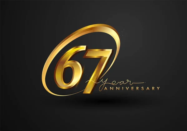 Oslava Výročí Let Logo Výročí Prstenem Elegancí Zlatá Barva Izolované — Stock fotografie