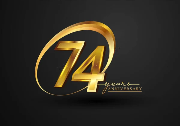 Празднование Годовщины Юбилейный Логотип Кольцом Элегантность Золотого Цвета Изолированы Черном — стоковое фото