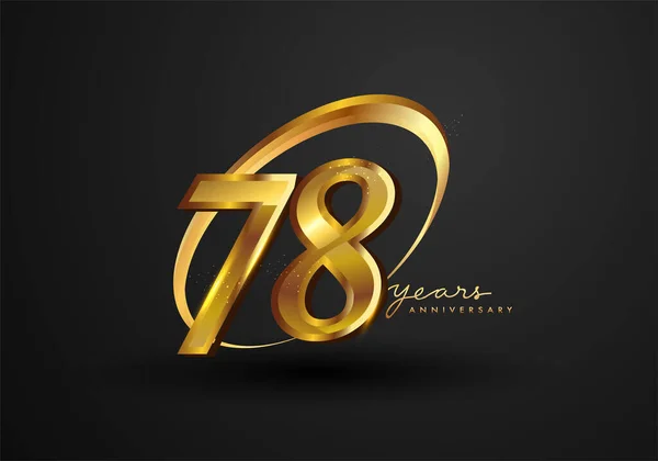 78周年記念 ブラックを基調としたリングとエレガンスゴールドカラーのアニバーサリーロゴ お祝いのためのベクトルデザイン 招待カード グリーティングカード — ストック写真