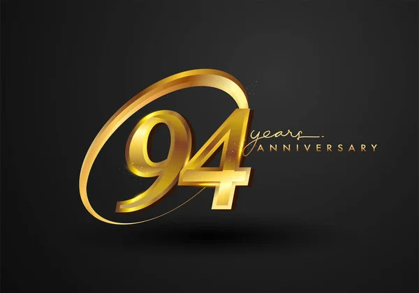 Jaar Jubileumviering Jubileum Logo Met Ring Elegantie Gouden Kleur Geïsoleerd — Stockfoto