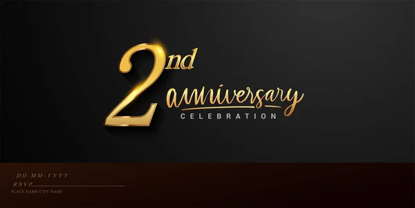 Logotyp Oslavy Výročí Rukopisem Zlatá Barva Elegantní Design Izolované Černém — Stockový vektor
