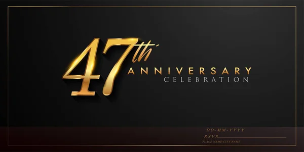 47Ste Verjaardag Viering Logotype Met Handschrift Gouden Kleur Elegant Ontwerp — Stockvector
