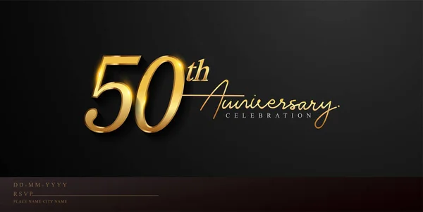 50Esimo Anniversario Celebrazione Logotipo Con Scrittura Mano Colore Dorato Elegante — Vettoriale Stock