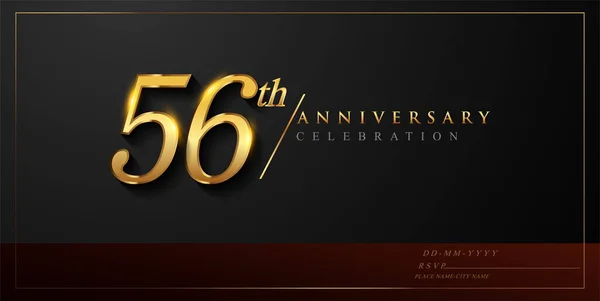 56Ste Verjaardag Viering Logotype Met Handschrift Gouden Kleur Elegant Ontwerp — Stockvector