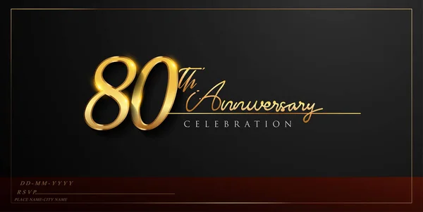 Logo Célébration 80E Anniversaire Avec Écriture Couleur Dorée Design Élégant — Image vectorielle