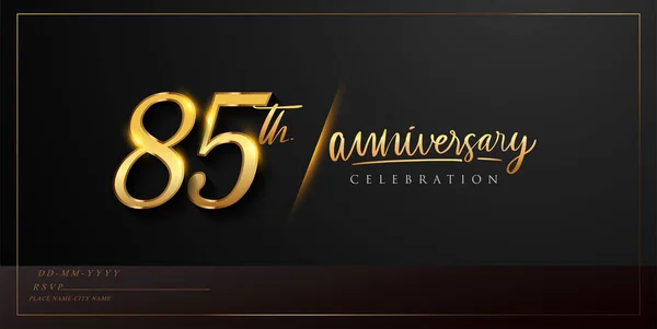 Logotipo Celebración Aniversario Con Escritura Mano Color Dorado Elegante Diseño — Archivo Imágenes Vectoriales