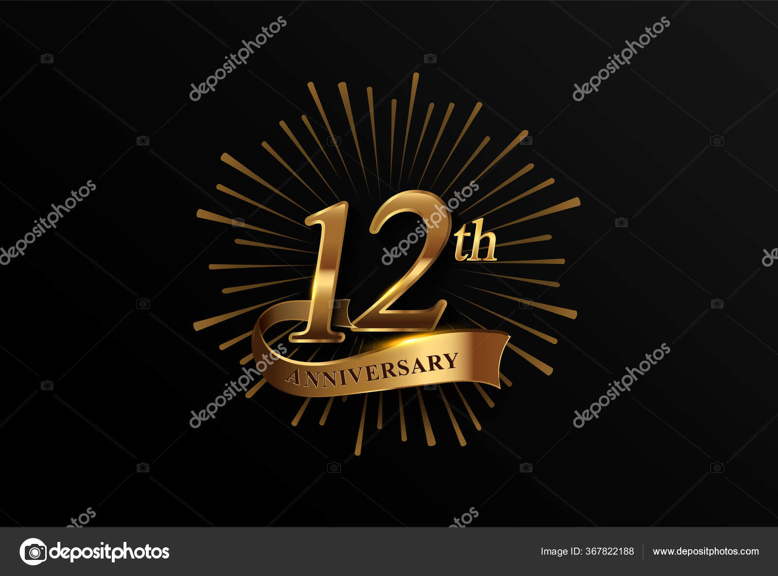 Free Vector  12th anniversary, golden edition