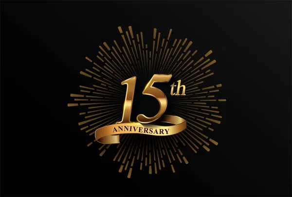 Logotipo Anos Com Fogos Artifício Fita Dourada Isolado Fundo Elegante —  Vetores de Stock