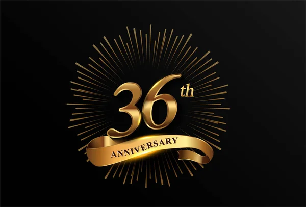 Logotipo Anos Com Fogos Artifício Fita Dourada Isolado Fundo Elegante —  Vetores de Stock