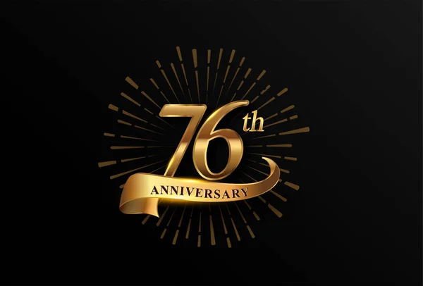 Logotyp Zum Jahrestag Mit Feuerwerk Und Goldener Schleife Isoliert Auf — Stockvektor