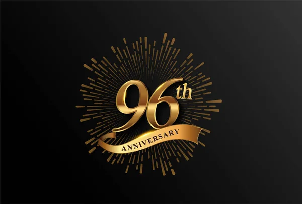 Logotyp Výročí Ohňostrojem Zlatou Stuhou Izolovaný Elegantním Pozadí Vektorové Výročí — Stockový vektor