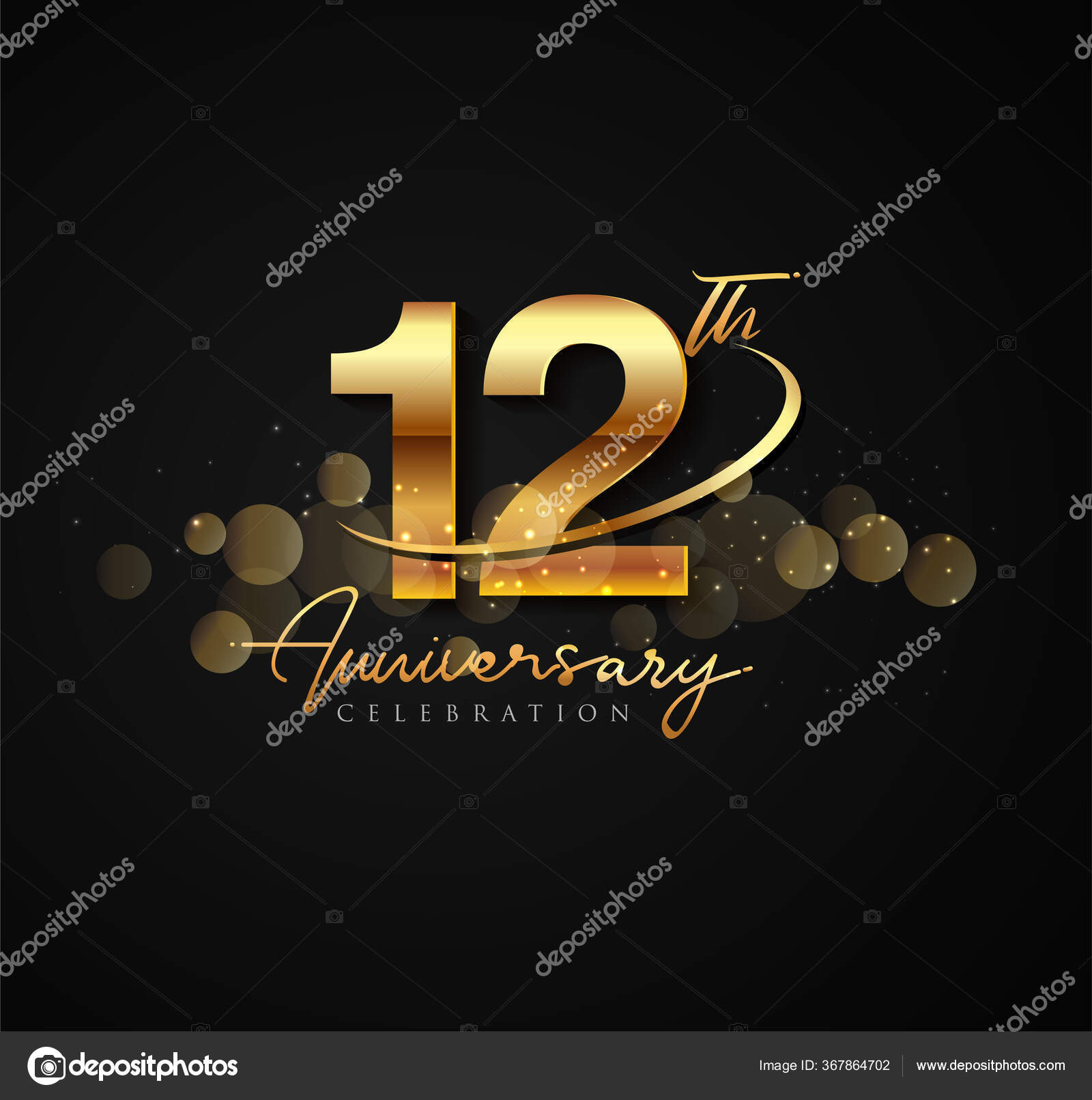 12th Anniversary With Swoosh And Arrow Icon Fast And Forward Golden  Anniversary Logo On Black Background Stock Illustration - Download Image  Now - iStock