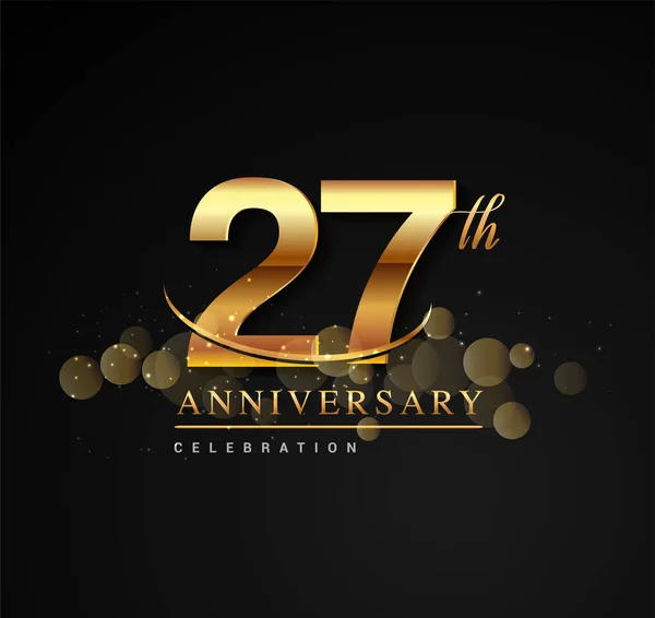 Logo 27E Anniversaire Avec Swoosh Scintillement Couleur Isolé Sur Fond — Image vectorielle