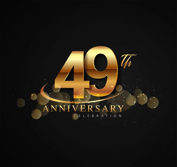 49Th Logotipo Aniversário Ouro Com Swoosh Brilho Cor Dourada Isolado — Vetor de Stock