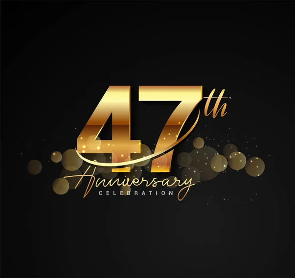 47Th Logotipo Aniversário Ouro Com Swoosh Brilho Cor Dourada Isolado — Vetor de Stock