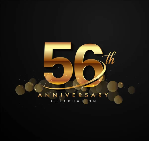 56Th Logotipo Aniversário Ouro Com Swoosh Brilho Cor Dourada Isolado —  Vetores de Stock