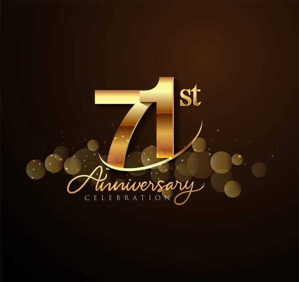 Logo Aniversario Oro Con Swoosh Brillo Color Dorado Aislado Sobre — Vector de stock