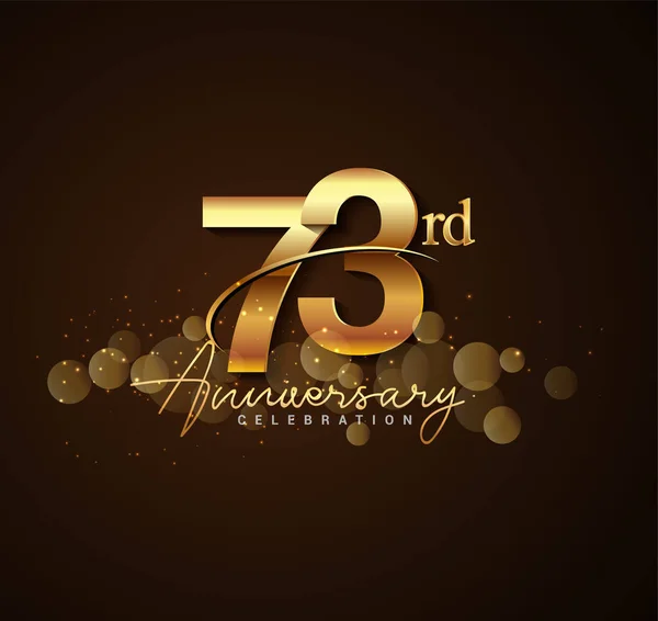 73º Aniversario Oro Logotipo Con Swoosh Brillo Color Dorado Aislado — Archivo Imágenes Vectoriales