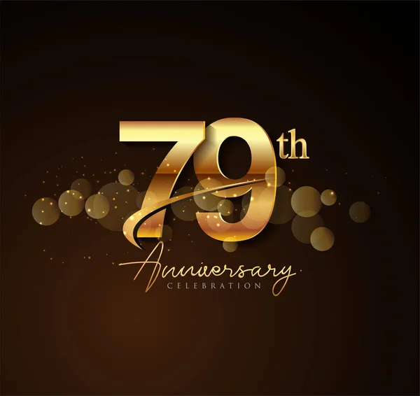 79Ste Gouden Jubileum Logo Met Swoosh Glinsterende Goudkleurige Geïsoleerd Elegante — Stockvector