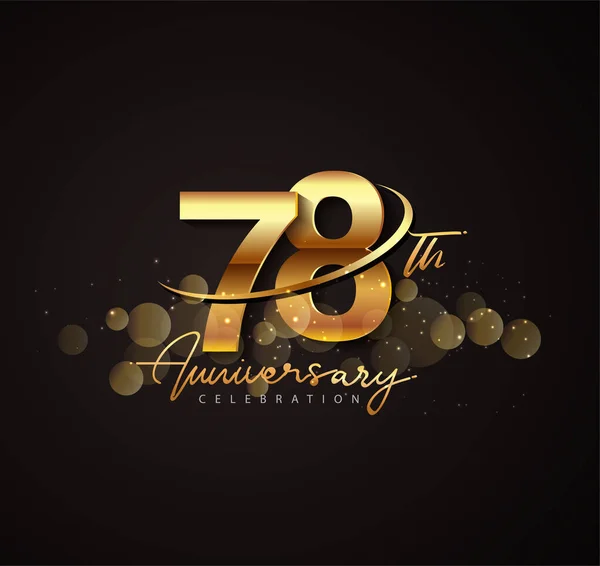 78Th Logotipo Aniversário Ouro Com Swoosh Brilho Cor Dourada Isolado —  Vetores de Stock