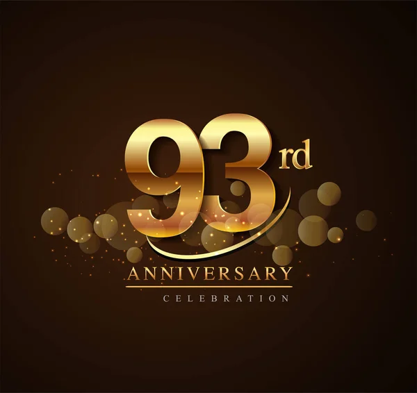 93E Gouden Verjaardag Logo Met Swoosh Glinsterende Goudkleurige Geïsoleerd Elegante — Stockvector
