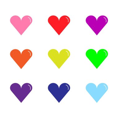 Beyaz arka planda, vektör çizim renkli Kalpler