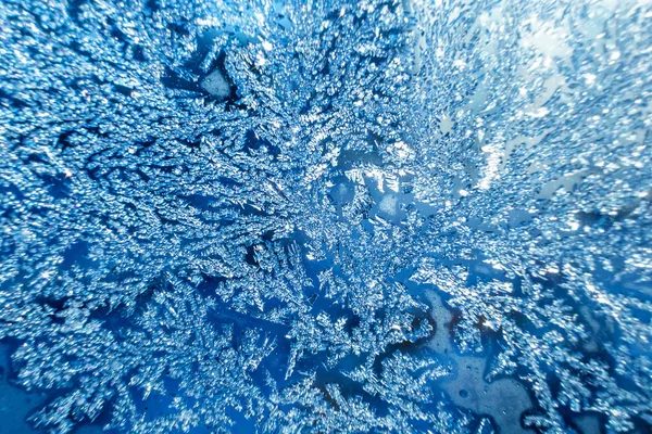 Hermosos Patrones Congelados Vidrio Macro Foto Concepto Invierno Belleza Naturaleza — Foto de Stock