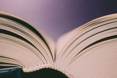Kitap sayfaları kapanıyor. Sıcak renklerde makro fotoğrafçılık okuma, edebiyat, kitap işleri, kitap yayıncılığı konularında bir zemin olarak uygundur.
