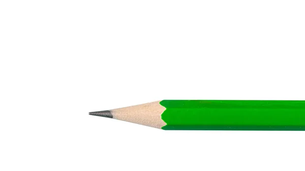 Zelená Grafitová Tužka Bílém Pozadí Zblízka Vodorovný Nápis Kopírovací Prostor — Stock fotografie