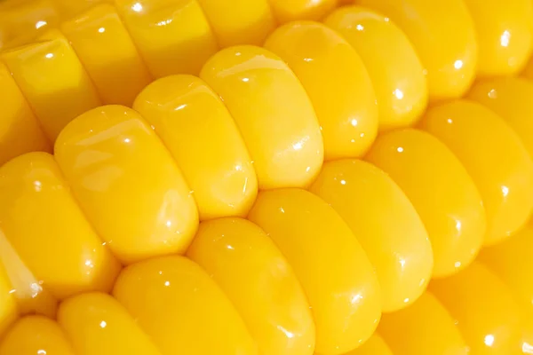 Ziarna Kukurydzy Zbliżeniu Kolb Szczegółowe Zdjęcie Makro Koncepcja Zdrowej Żywności — Zdjęcie stockowe