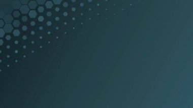 Canlandırılmış soyut geometrik arkaplan, metal altıgenler yavaş yavaş koyu mavi bir arkaplanda beliriyor. Pankartlar, ekran koruyucular, fragmanlar için. Mesaj için 4K Place. Kopyalama alanı.