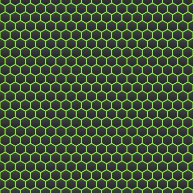 Vektör soyut dikişsiz desen, yeşil arka planda hacimli koyu gri altıgenler. Paketleme tasarımı, baskı, web sitesi tasarımı, baskılar.