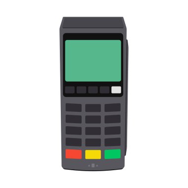  Kredi kartı, telefon ve temassız ödeme de dahil olmak üzere hizmetleri ödemek için bir banka posteri terminali konsepti. Ediniyorum. Beyaz arkaplanda vektör illüstrasyonu.