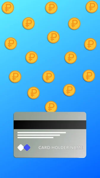 Konzept Einzahlung Einzahlung Auf Bankkarte Sparbuch Sparbuch Vektor Illustration Münzen — Stockvektor