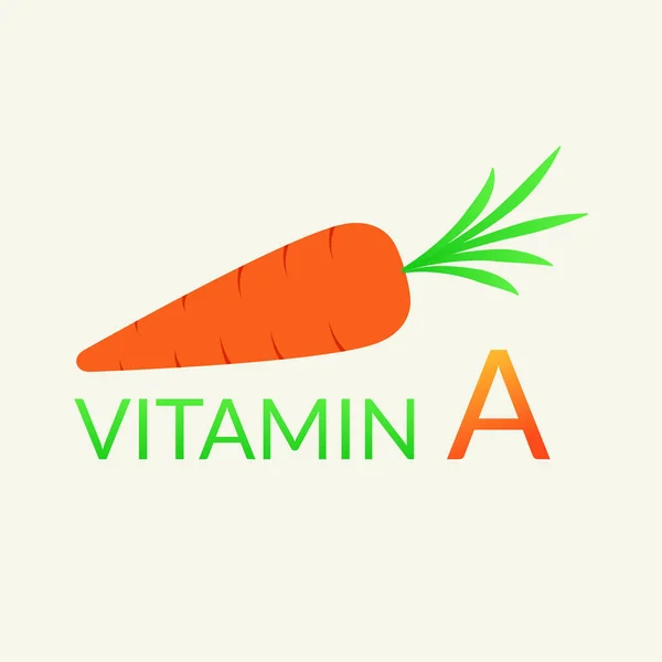 Vitamin Koncept Karoten Zdravá Zelenina Vektorová Ilustrace Mrkve Nápisem Vhodné — Stockový vektor