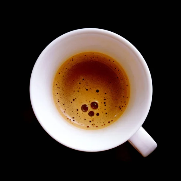 Vista Dall Alto Del Caffè Caldo Istantaneo Con Bolle Tazza — Foto Stock