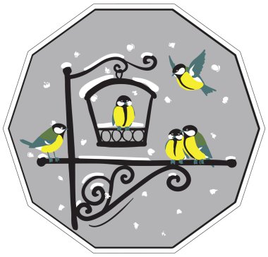 birds at feeders in winter clipart