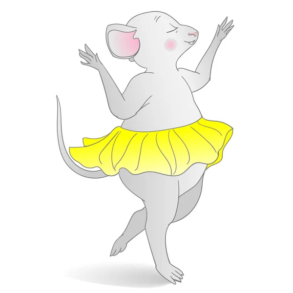 Ποντίκια που χορεύουν με κίτρινη φούστα — Διανυσματικό Αρχείο