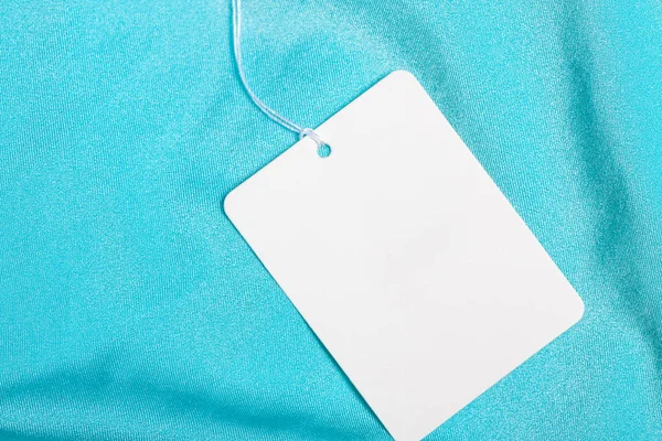 Kumaş etiket etiket boş beyaz mockup — Stok fotoğraf