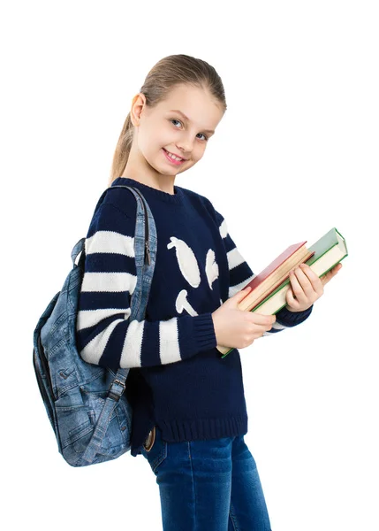 Happy cute girl holding a book in his hands. — Stock Photo, Image